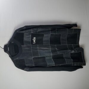 Vintage Snoop Dogg Leather Black Patch Suede Colorblock Sweater Sz XL Y2K HipHop